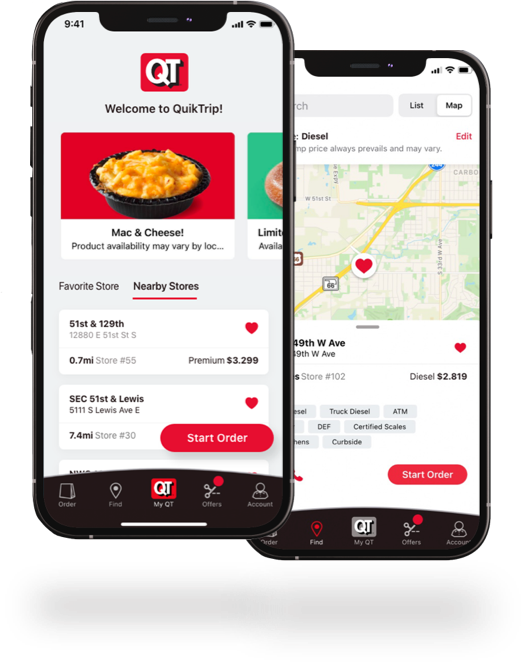 Smartphones with the Quiktrip app